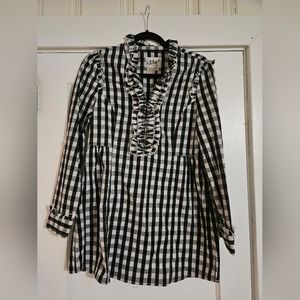 Maternity Black and White Checkered Blouse